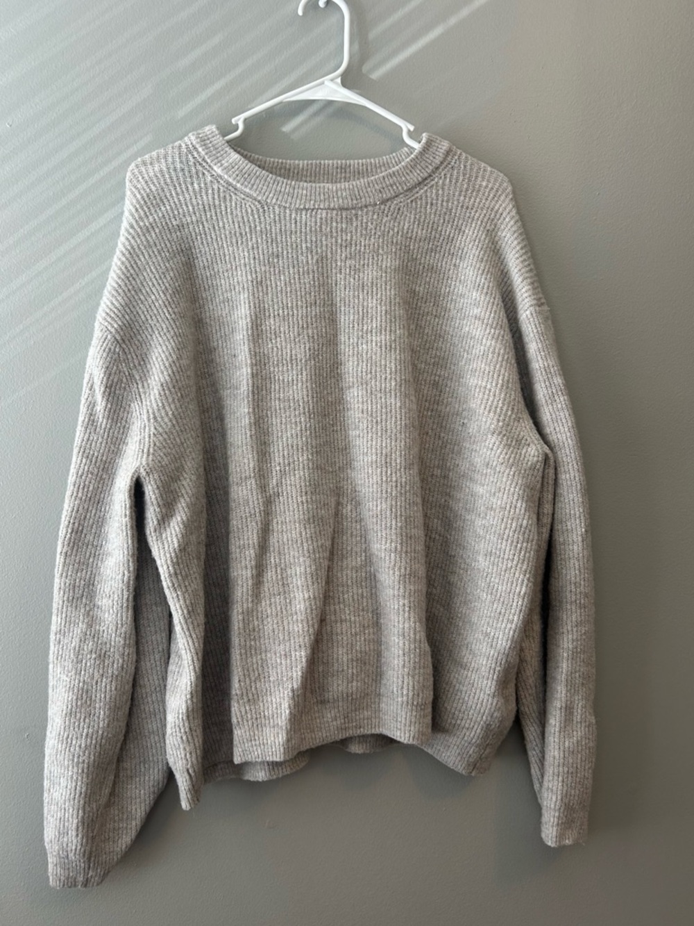 H&M Cozy Ribbed Crewneck Sweater - taupe